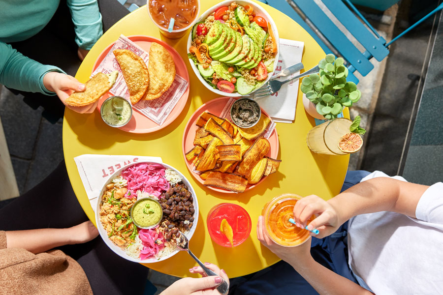 Food spread at Colada Shop